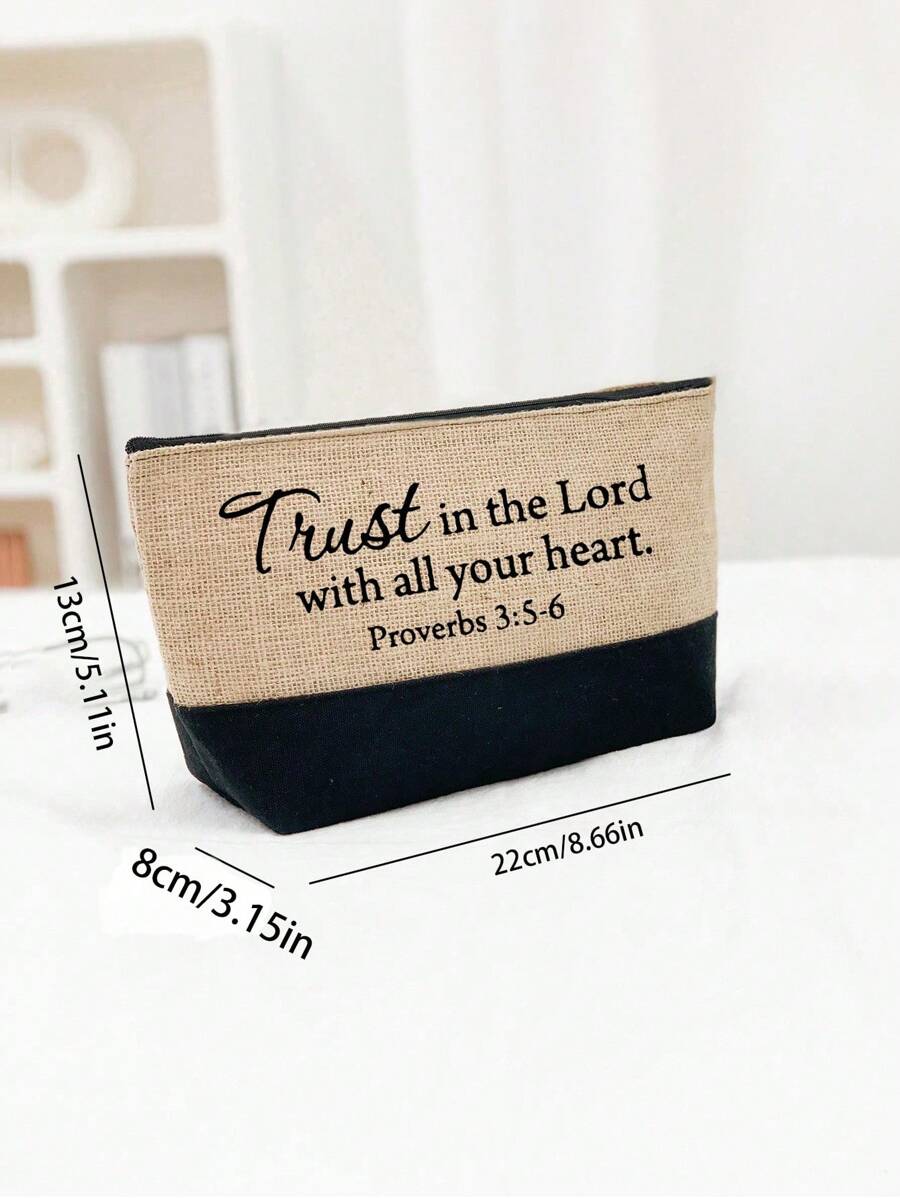Trust In The Lord With All Your Heart" Printed Tote Bag & Makeup Bag Set