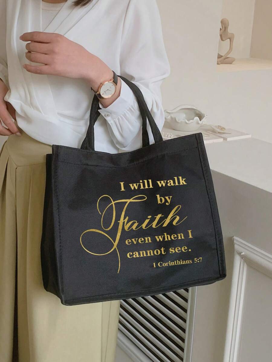 Tote Bag Set with Motivational Golden Letter Print