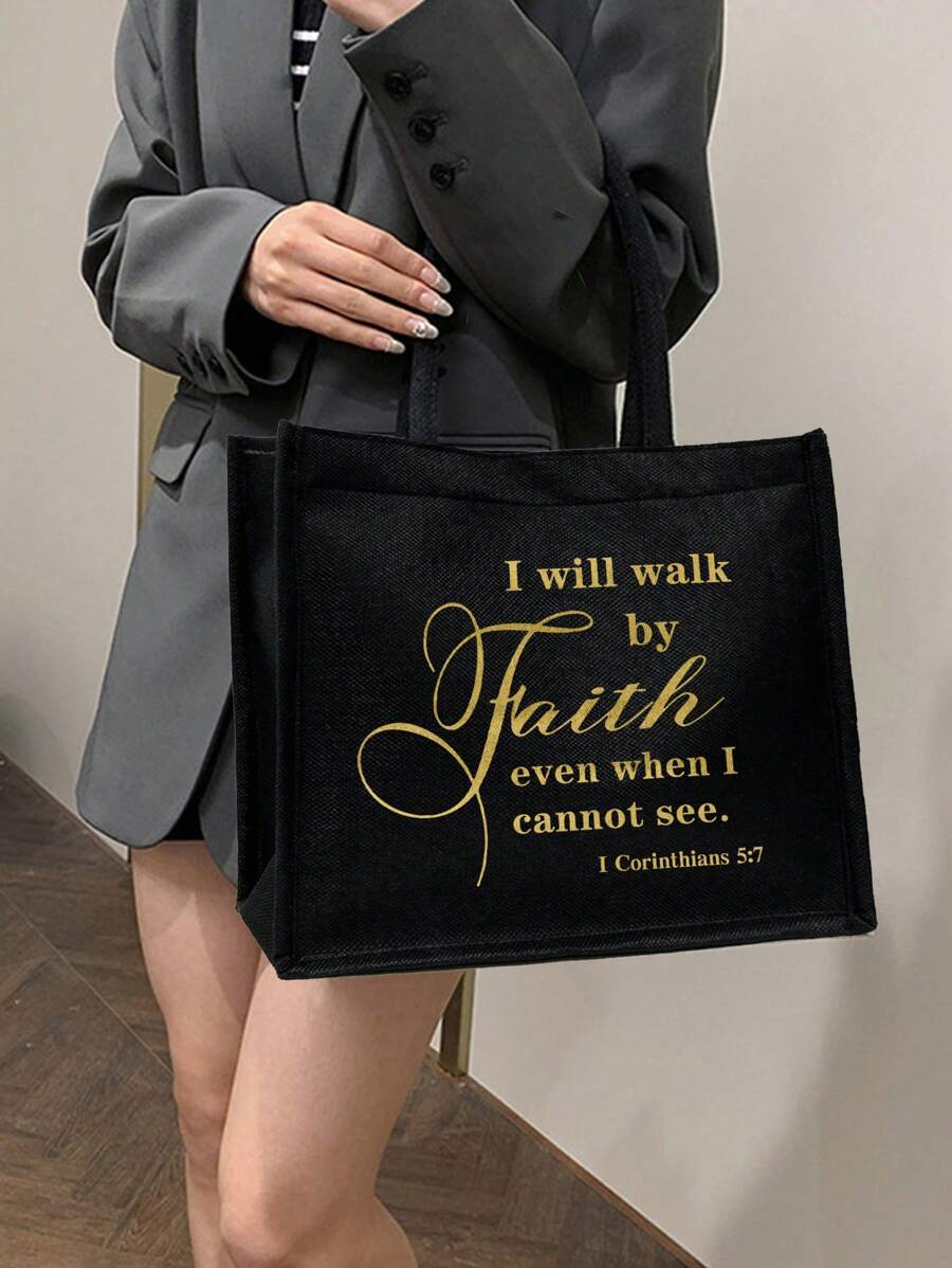 Tote Bag Set with Motivational Golden Letter Print