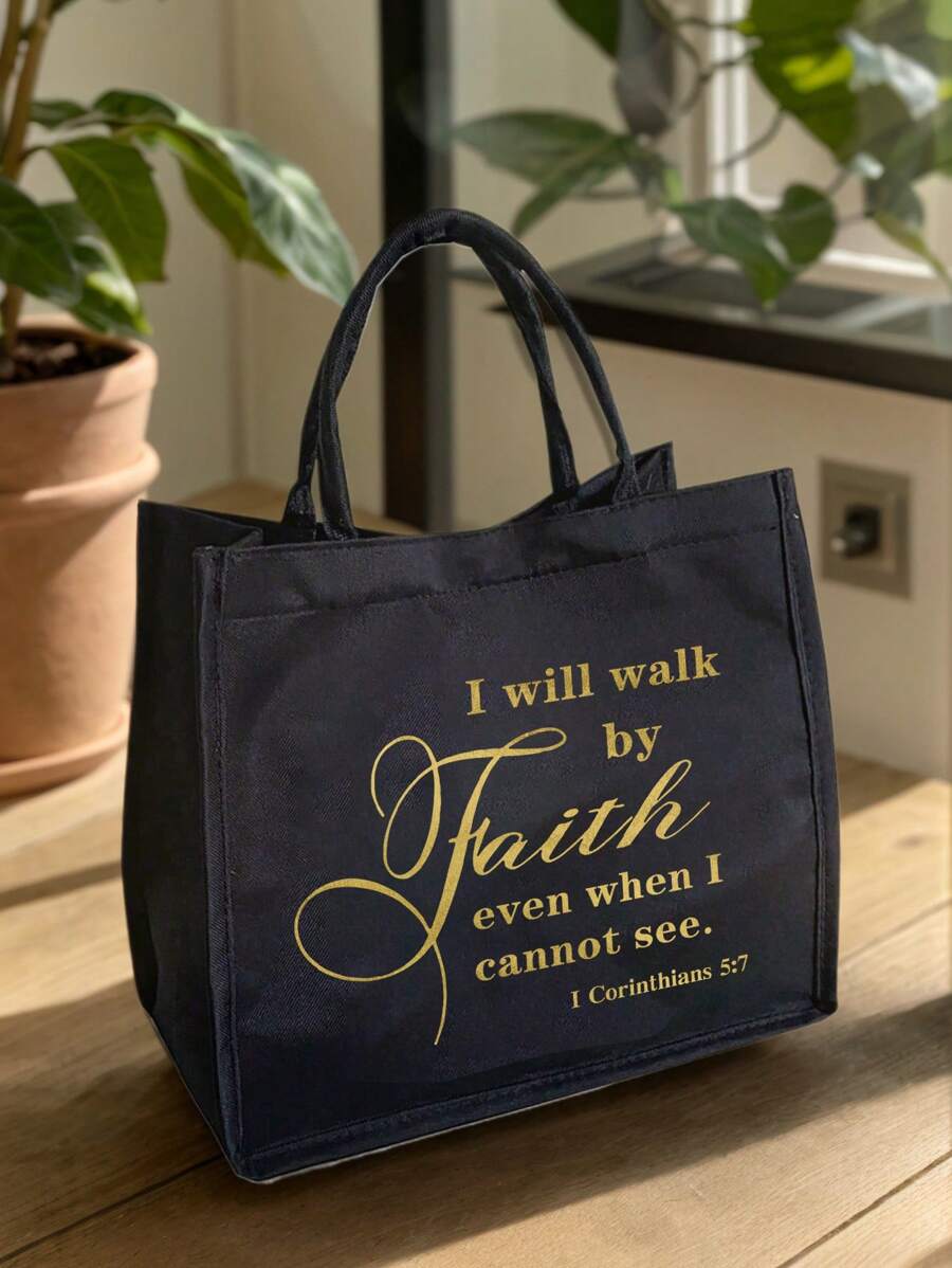 Tote Bag Set with Motivational Golden Letter Print