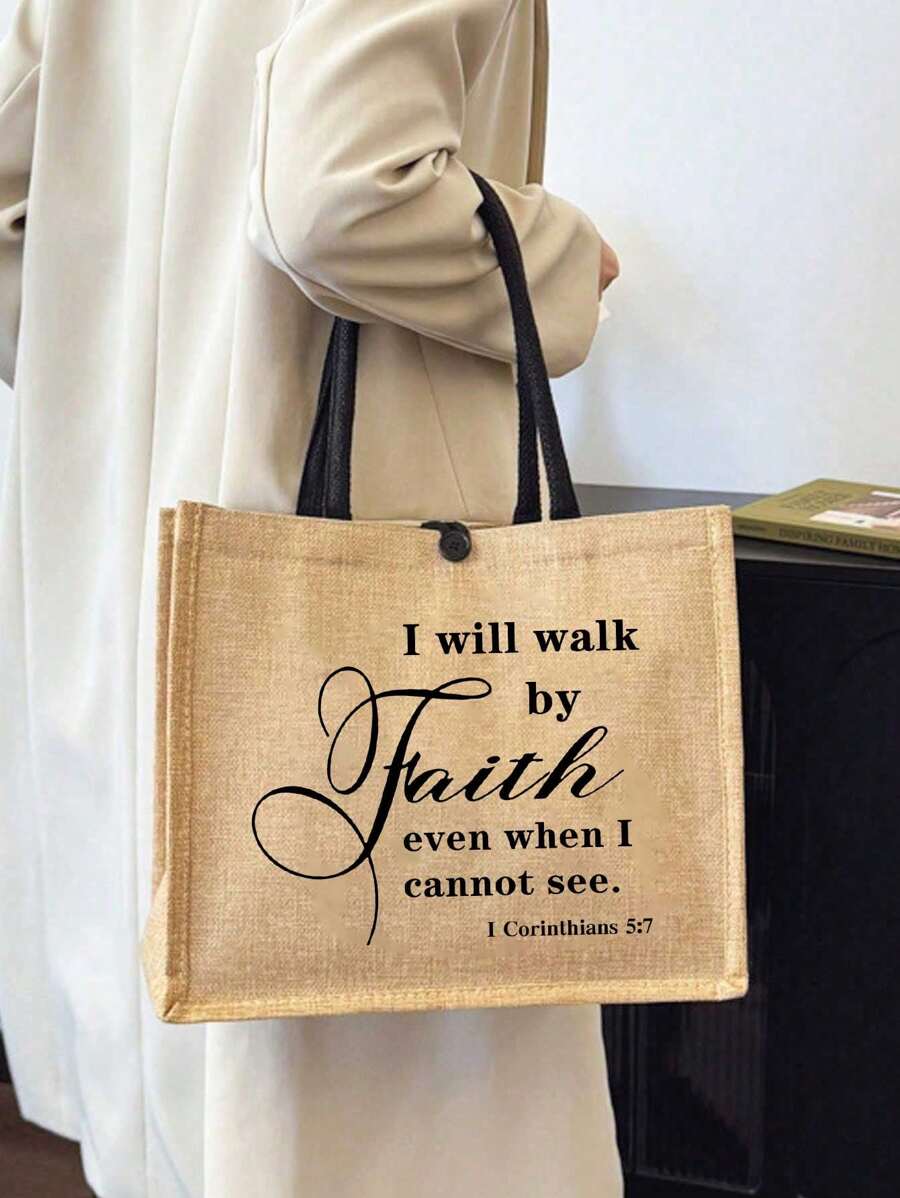 Tote Bag Set with Motivational Golden Letter Print