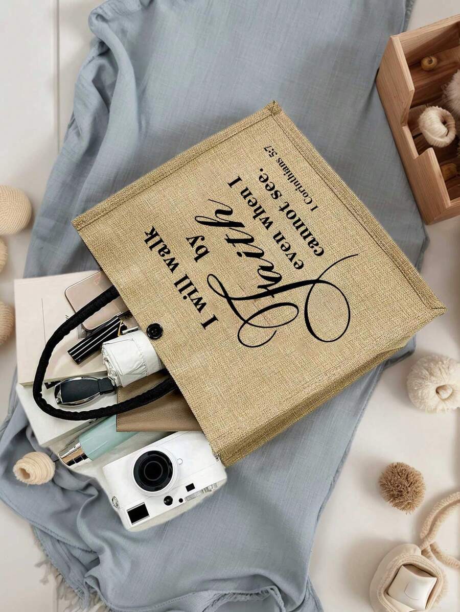 Tote Bag Set with Motivational Golden Letter Print