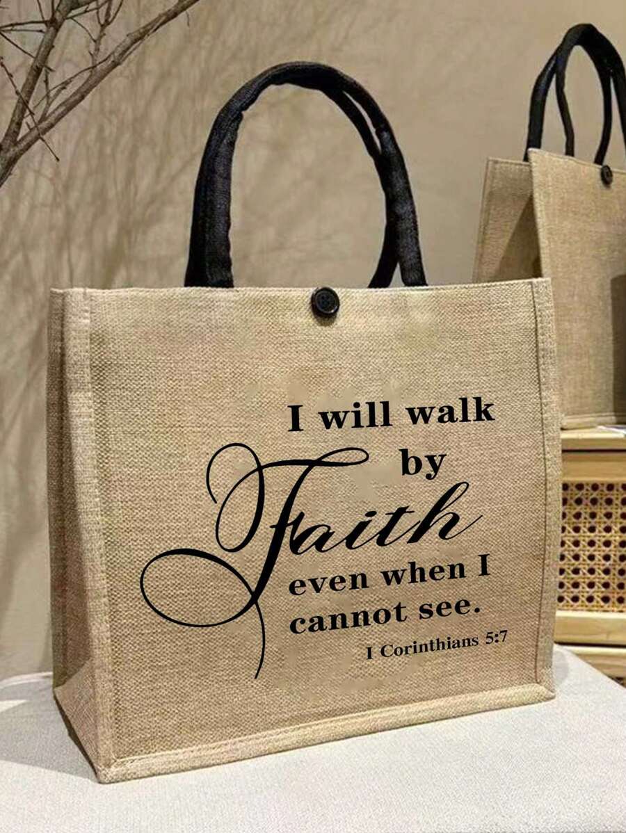 Tote Bag Set with Motivational Golden Letter Print