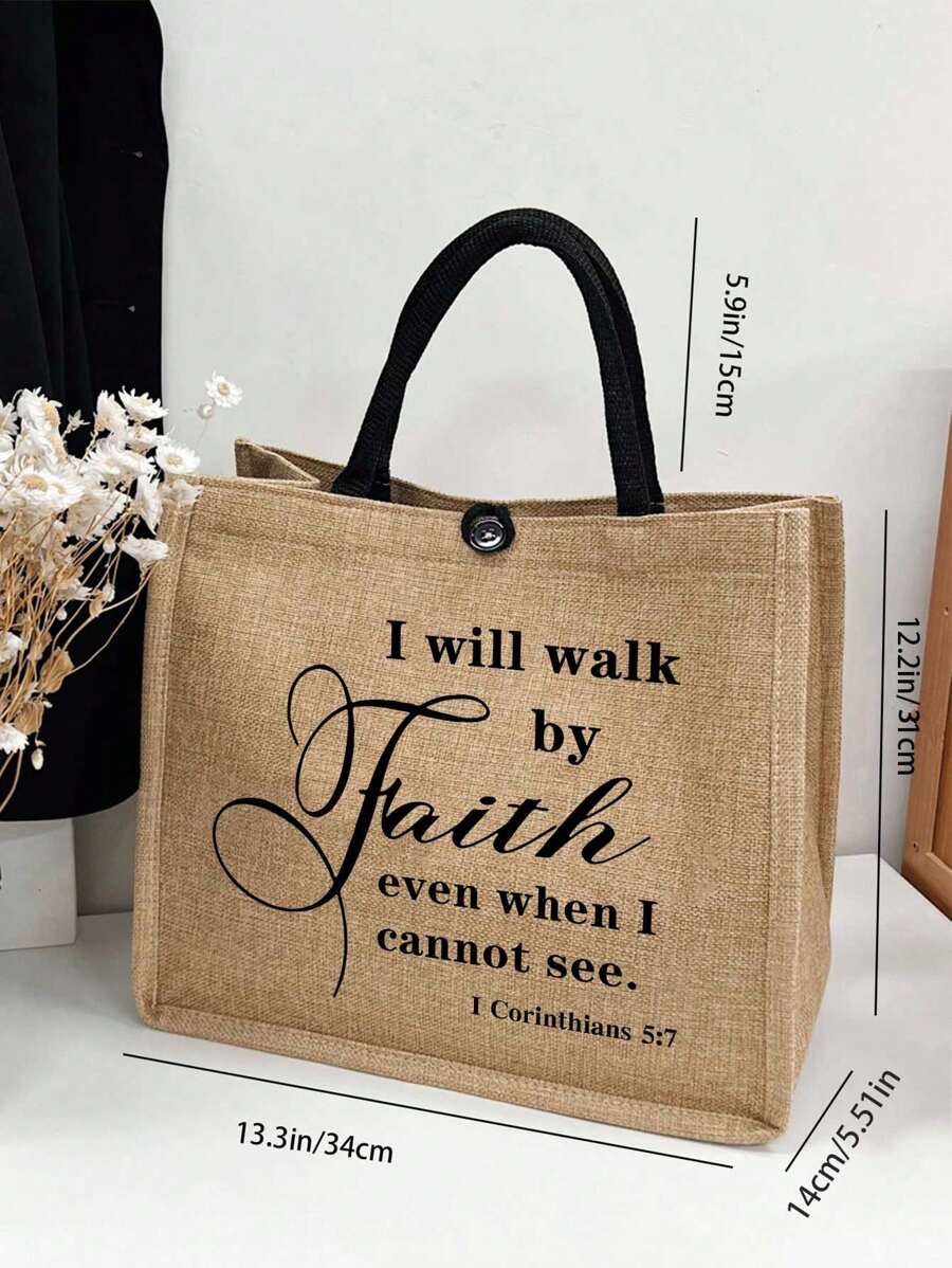 Tote Bag Set with Motivational Golden Letter Print