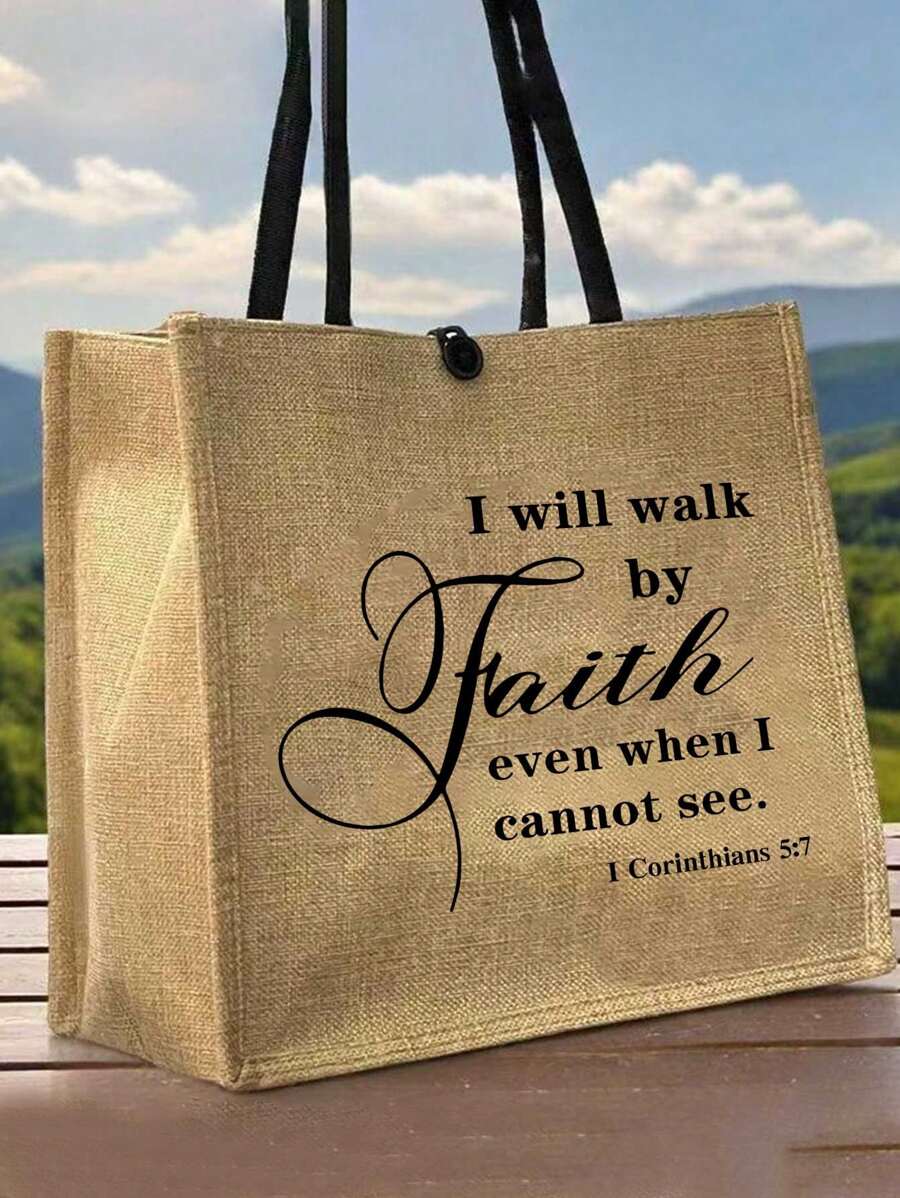 Tote Bag Set with Motivational Golden Letter Print