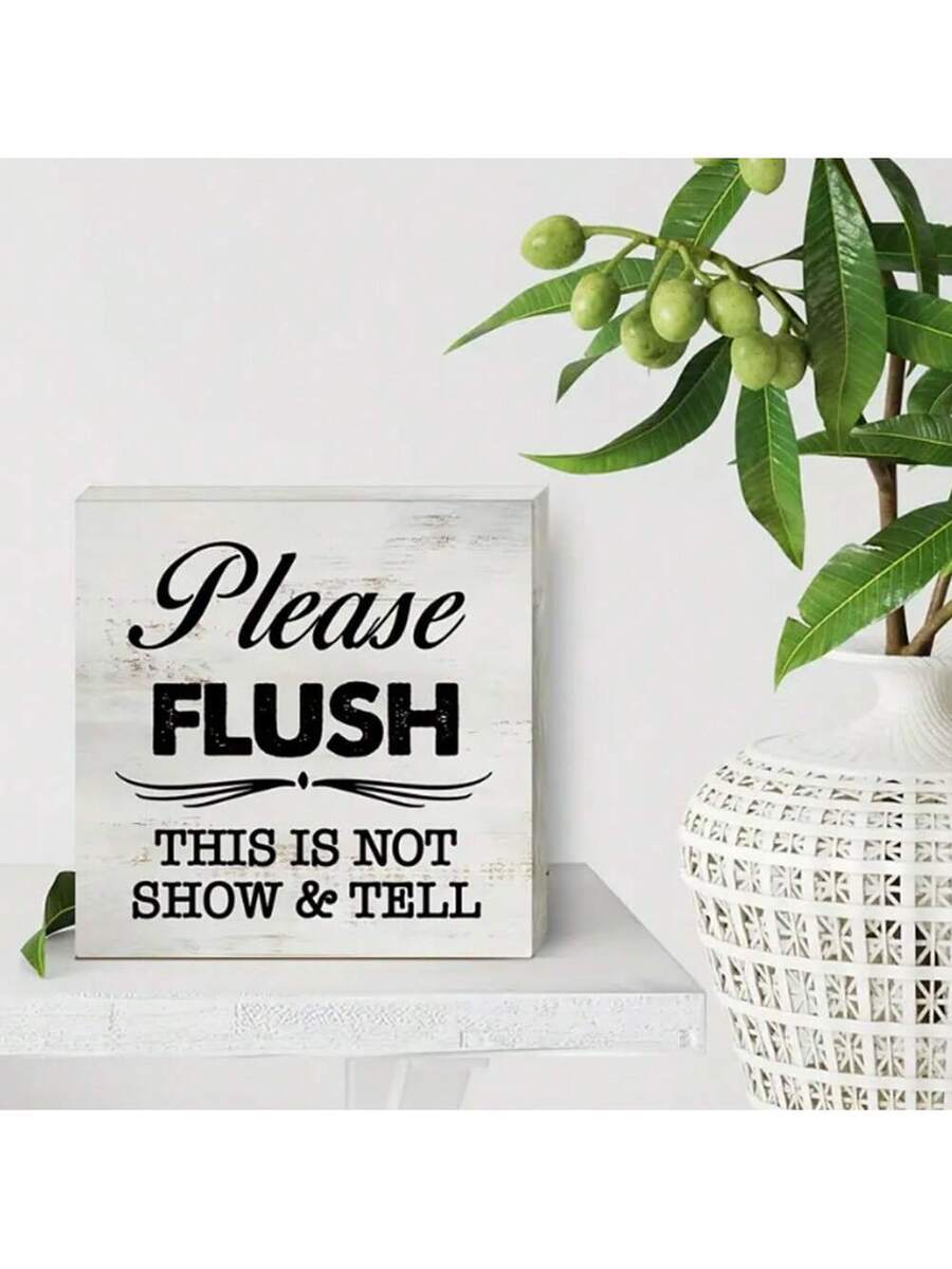 Bathroom Hand Washing Wooden Box Sign – 1pc/2pcs | Rustic Desktop Décor
