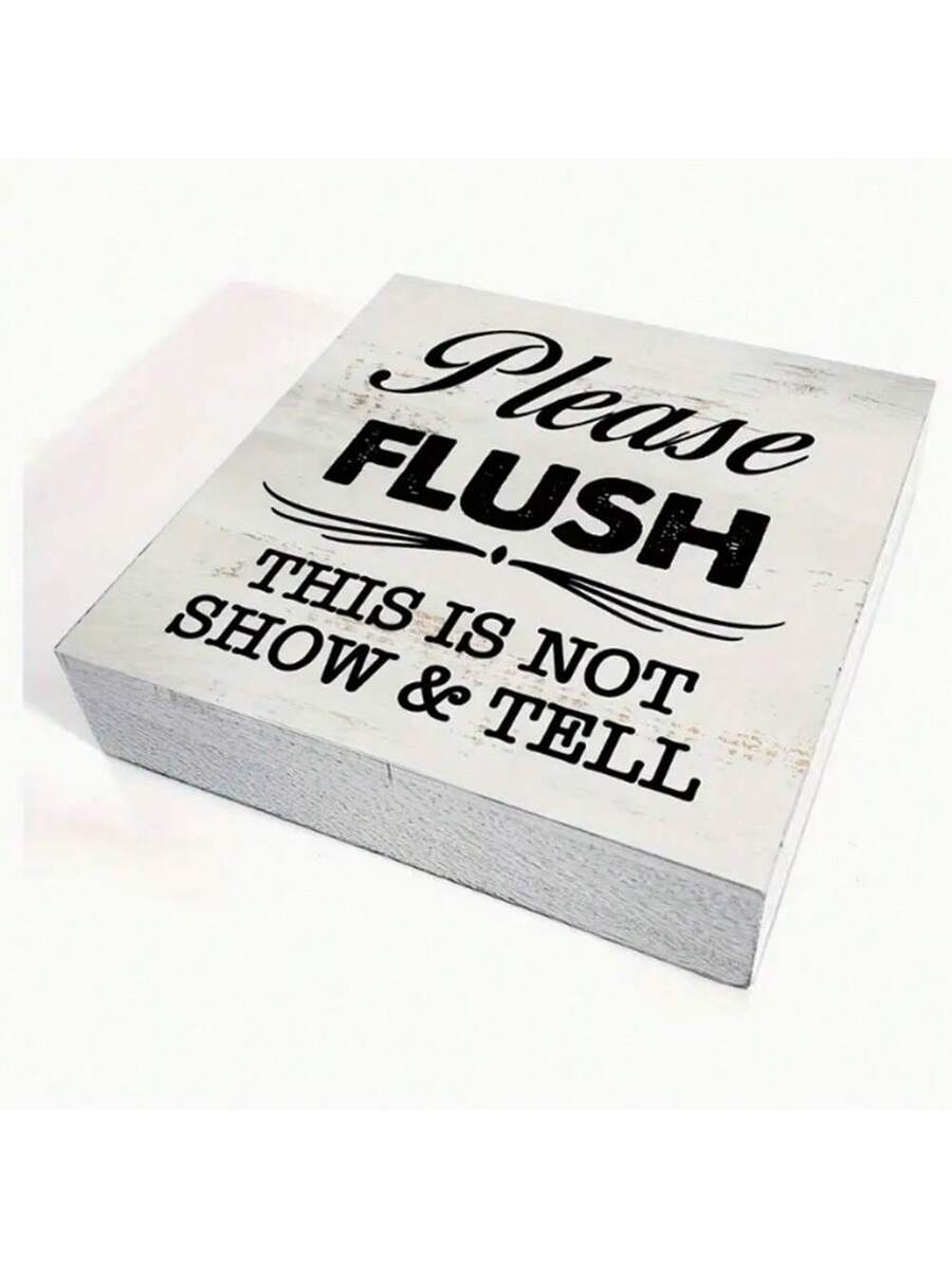 Bathroom Hand Washing Wooden Box Sign – 1pc/2pcs | Rustic Desktop Décor