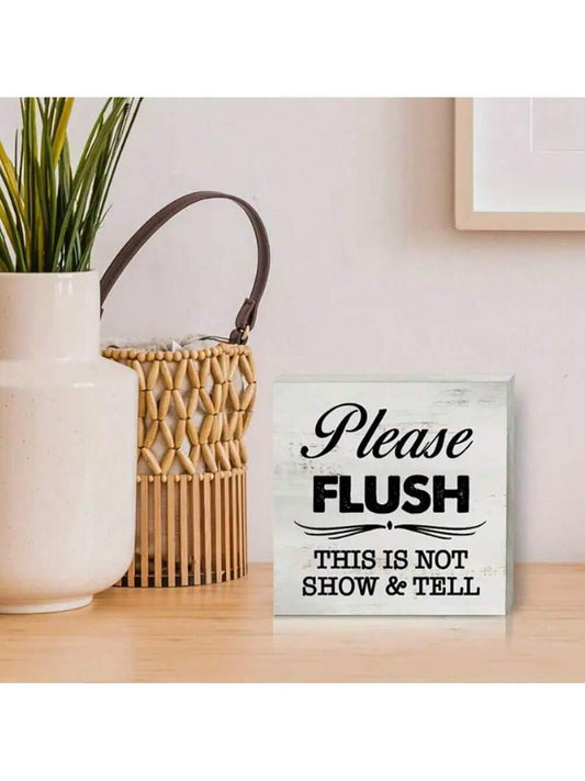 Bathroom Hand Washing Wooden Box Sign – 1pc/2pcs | Rustic Desktop Décor