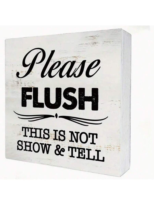 Bathroom Hand Washing Wooden Box Sign – 1pc/2pcs | Rustic Desktop Décor