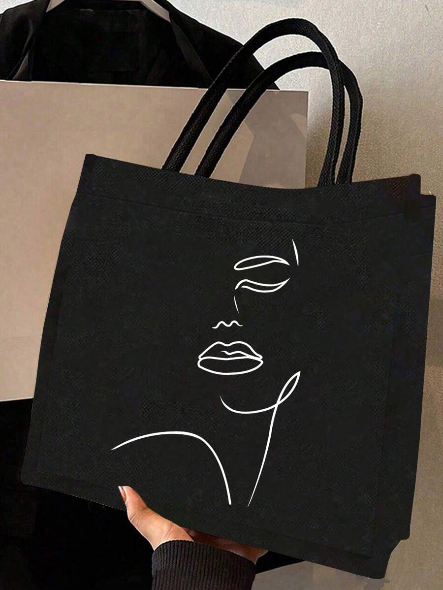 Queen Cartoon Character Printed Tote Bag Set – “Blessing” Letter Design