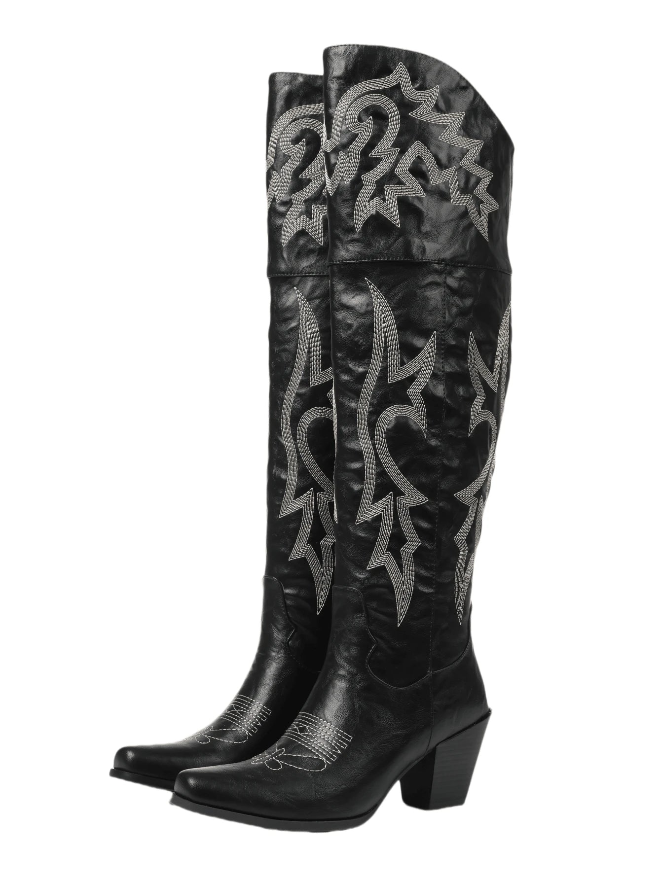 2025 Y2K Western Riding Knee-High Boots – Brown Embroidered Elegance
