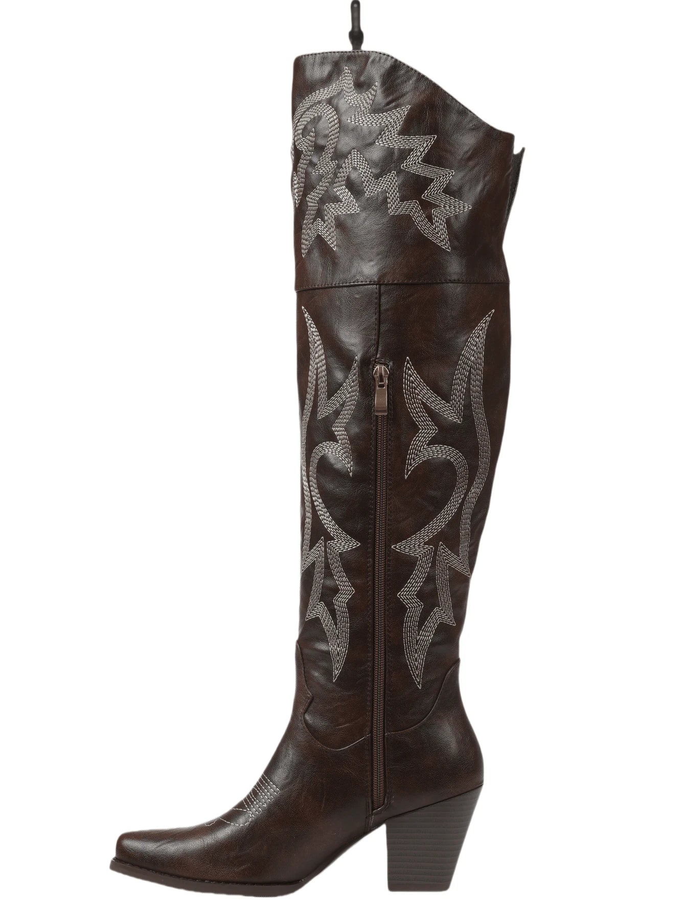 2025 Y2K Western Riding Knee-High Boots – Brown Embroidered Elegance