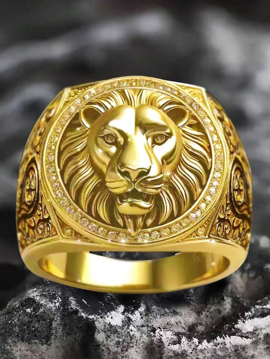 The Vintage gold lion rings, including options in 18K gold plating and sterling silver