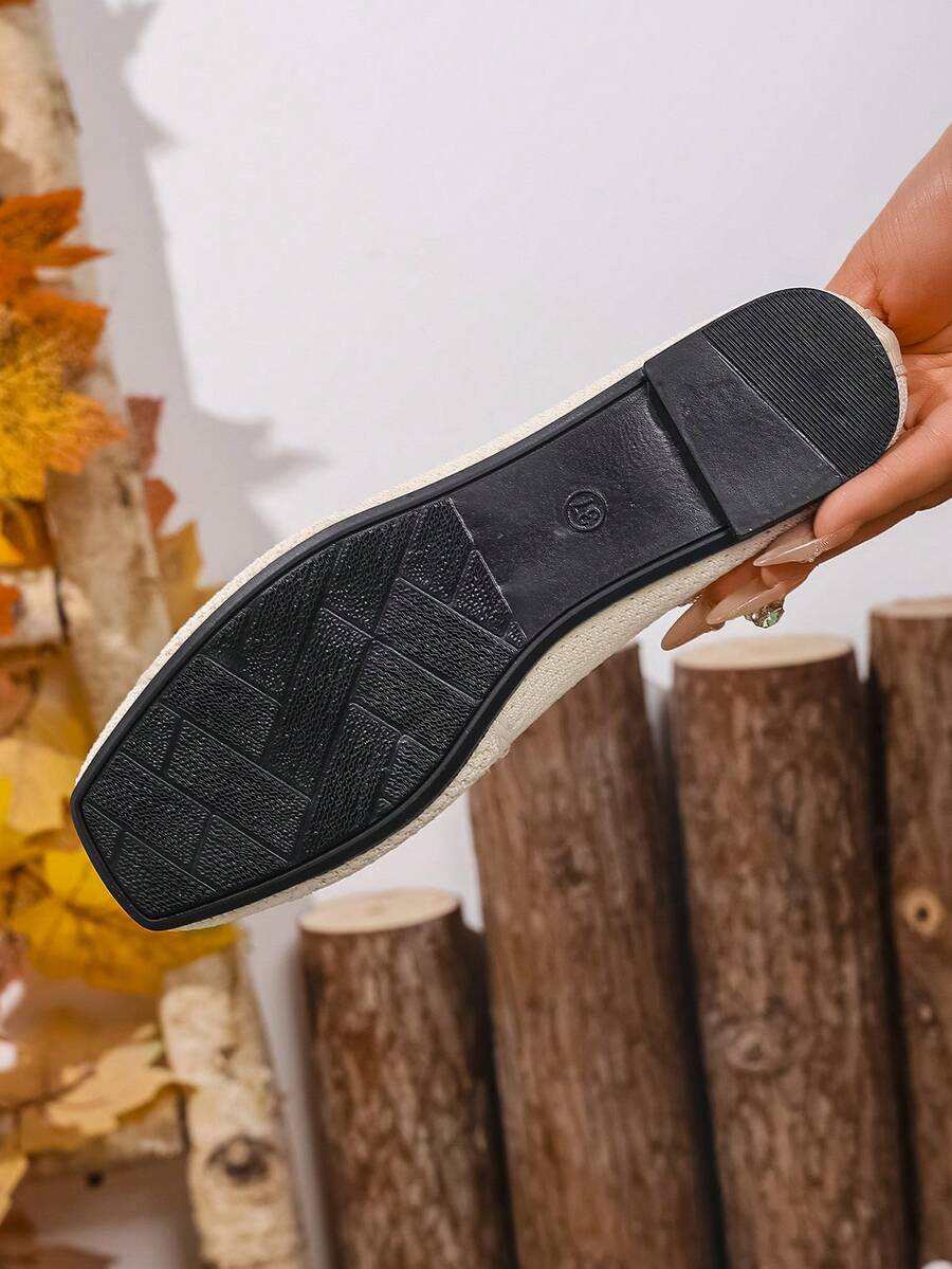 Women's Knitted Flat Loafers, Comfortable Square Toe Dolly Shoes, Breathable Mother Shoes For Spring/Autumn