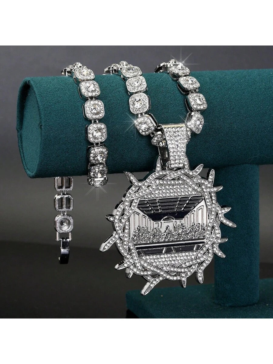 New Last Supper Round Pendant Necklace Jewelry For Men And Women Zinc Alloy Material Suitable For Daily Wear And Gift Giving