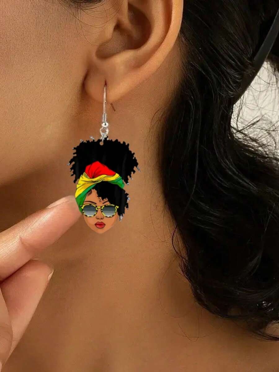 Elegant & Sexy Pendant Earrings – Acrylic Print Design ✨