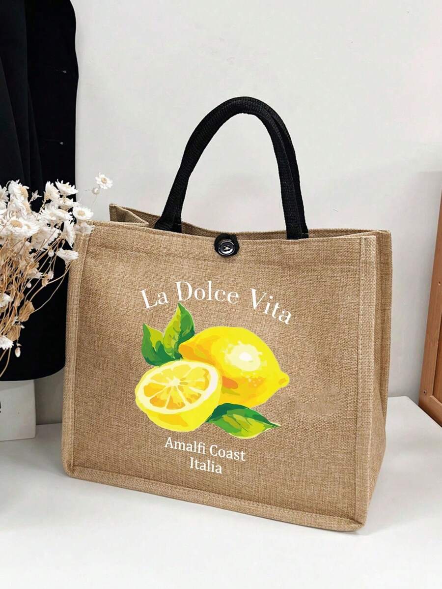 Queen Cartoon Character Printed Tote Bag Set – “Blessing” Letter Design