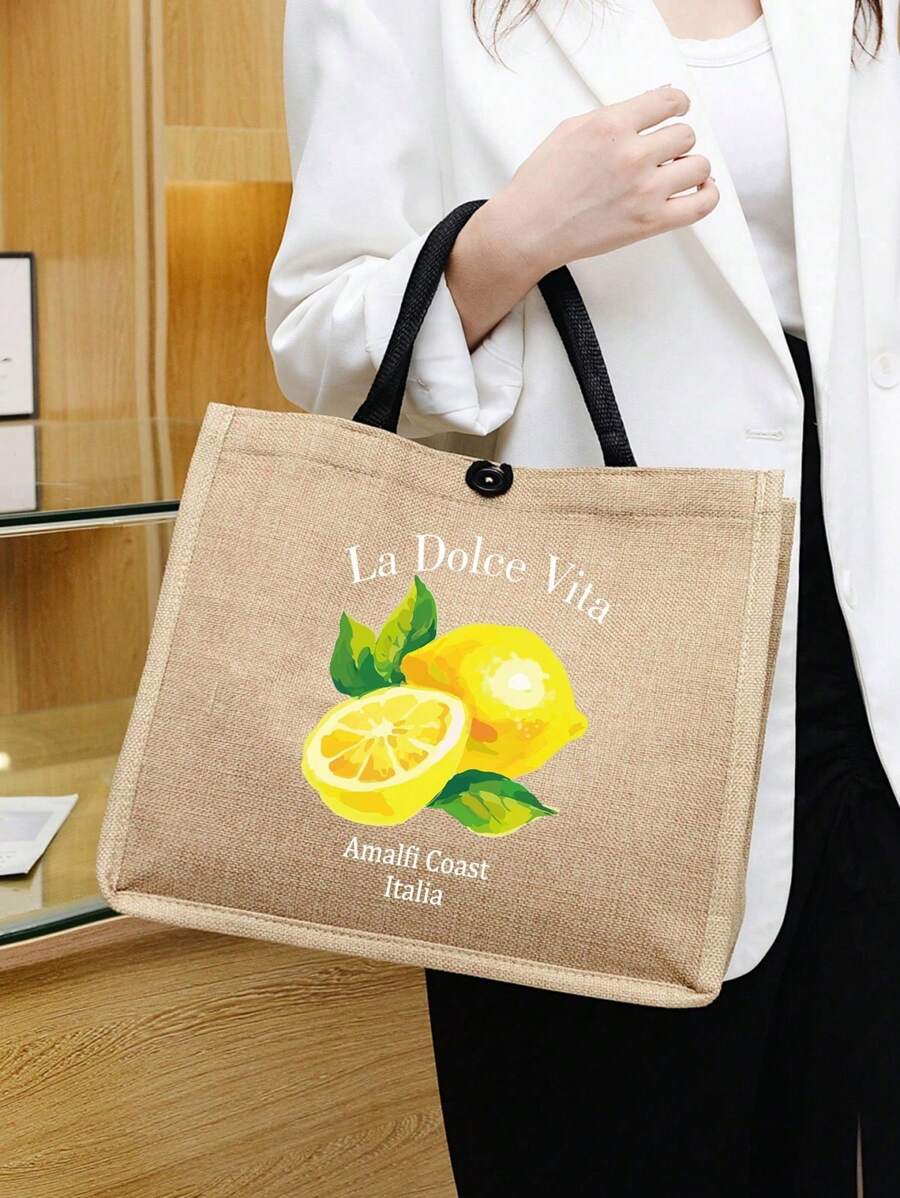 Queen Cartoon Character Printed Tote Bag Set – “Blessing” Letter Design