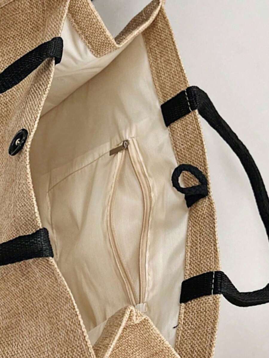 Queen Cartoon Character Printed Tote Bag Set – “Blessing” Letter Design