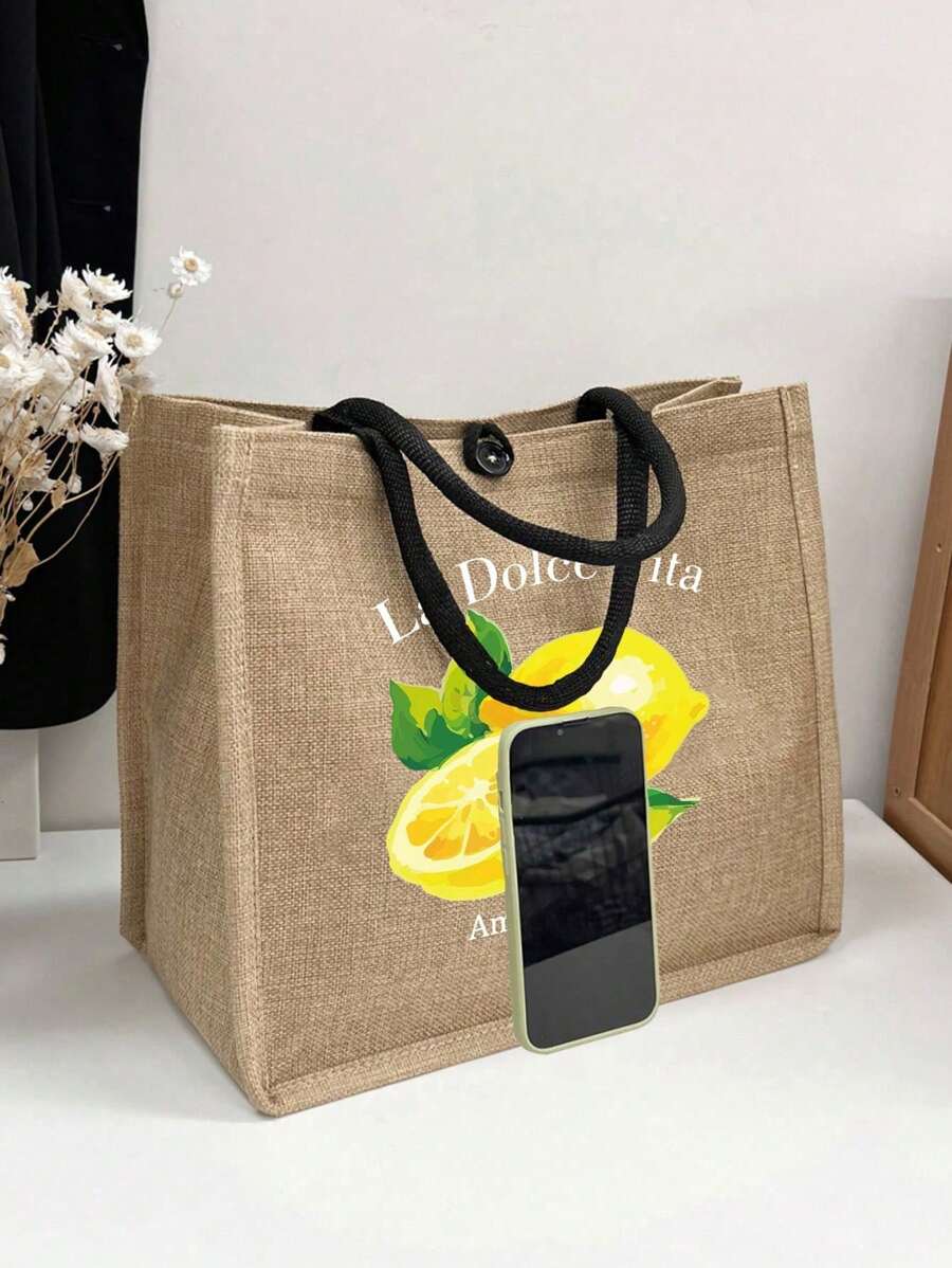 Queen Cartoon Character Printed Tote Bag Set – “Blessing” Letter Design