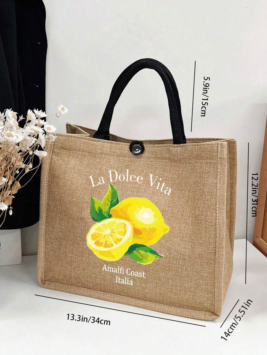 Queen Cartoon Character Printed Tote Bag Set – “Blessing” Letter Design