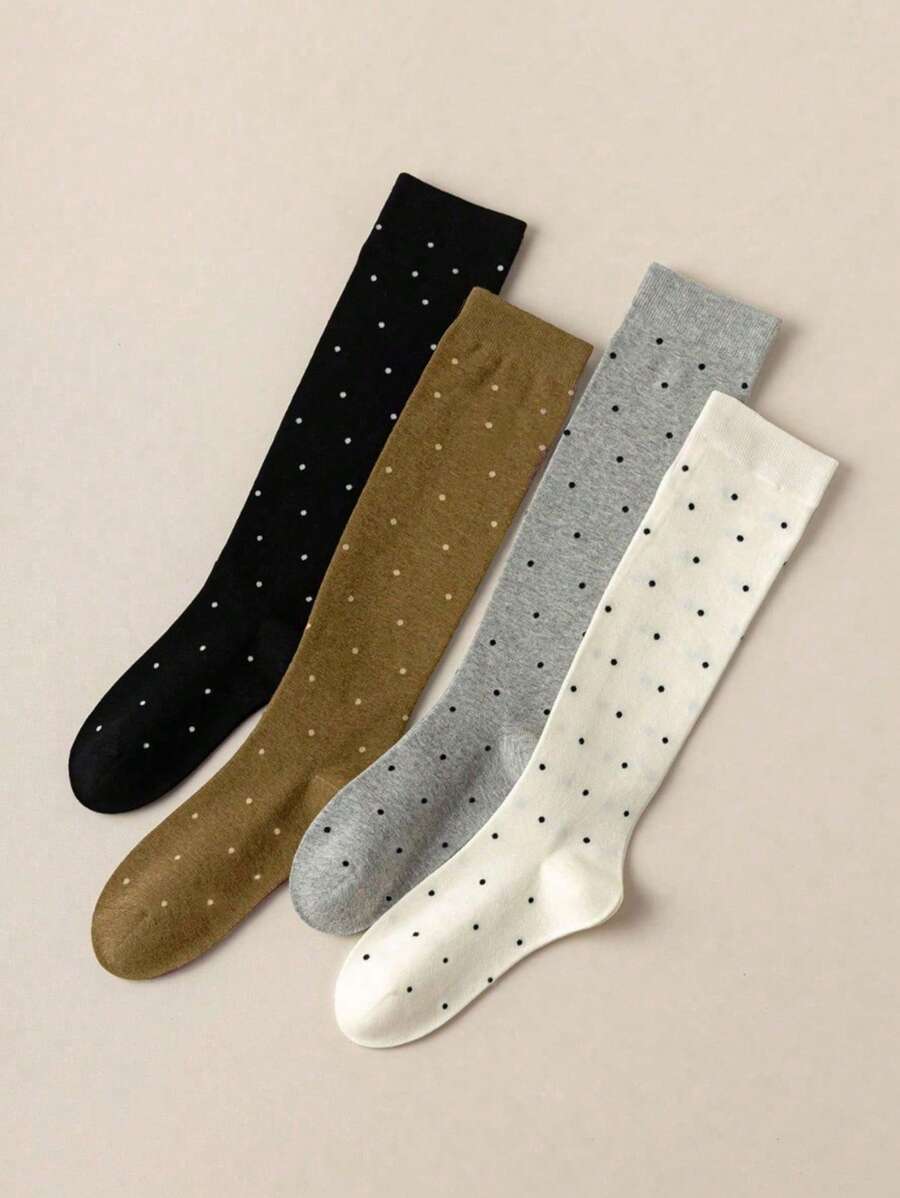 6 Pairs Women’s Plain Color Thigh-High Socks – Minimalist Japanese School Style