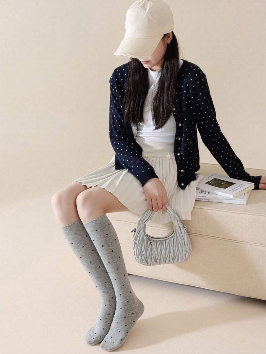 6 Pairs Women’s Plain Color Thigh-High Socks – Minimalist Japanese School Style