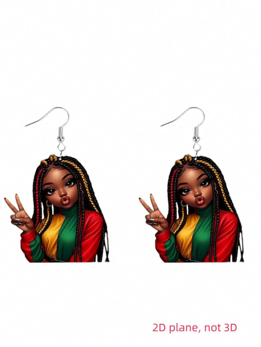 Elegant & Sexy Pendant Earrings – Acrylic Print Design ✨