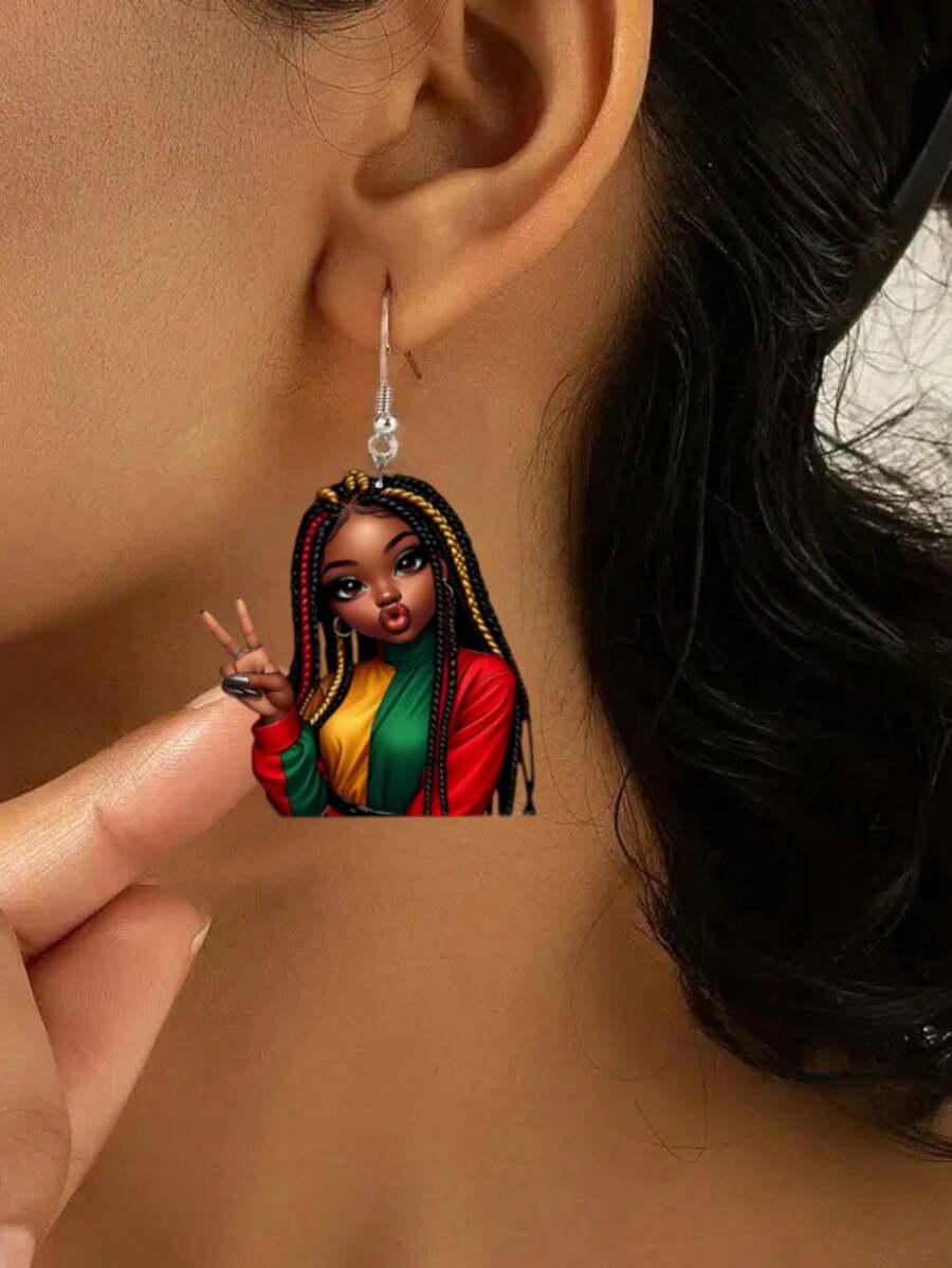 Elegant & Sexy Pendant Earrings – Acrylic Print Design ✨