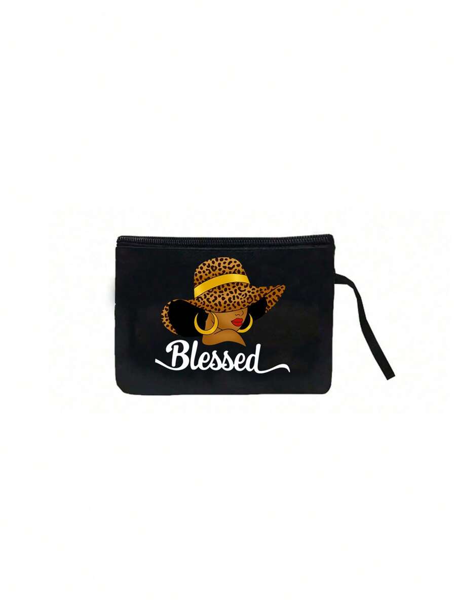 Queen Cartoon Character Printed Tote Bag Set – “Blessing” Letter Design