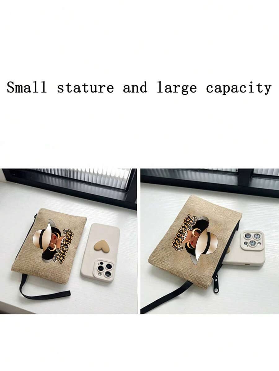 Queen Cartoon Character Printed Tote Bag Set – “Blessing” Letter Design