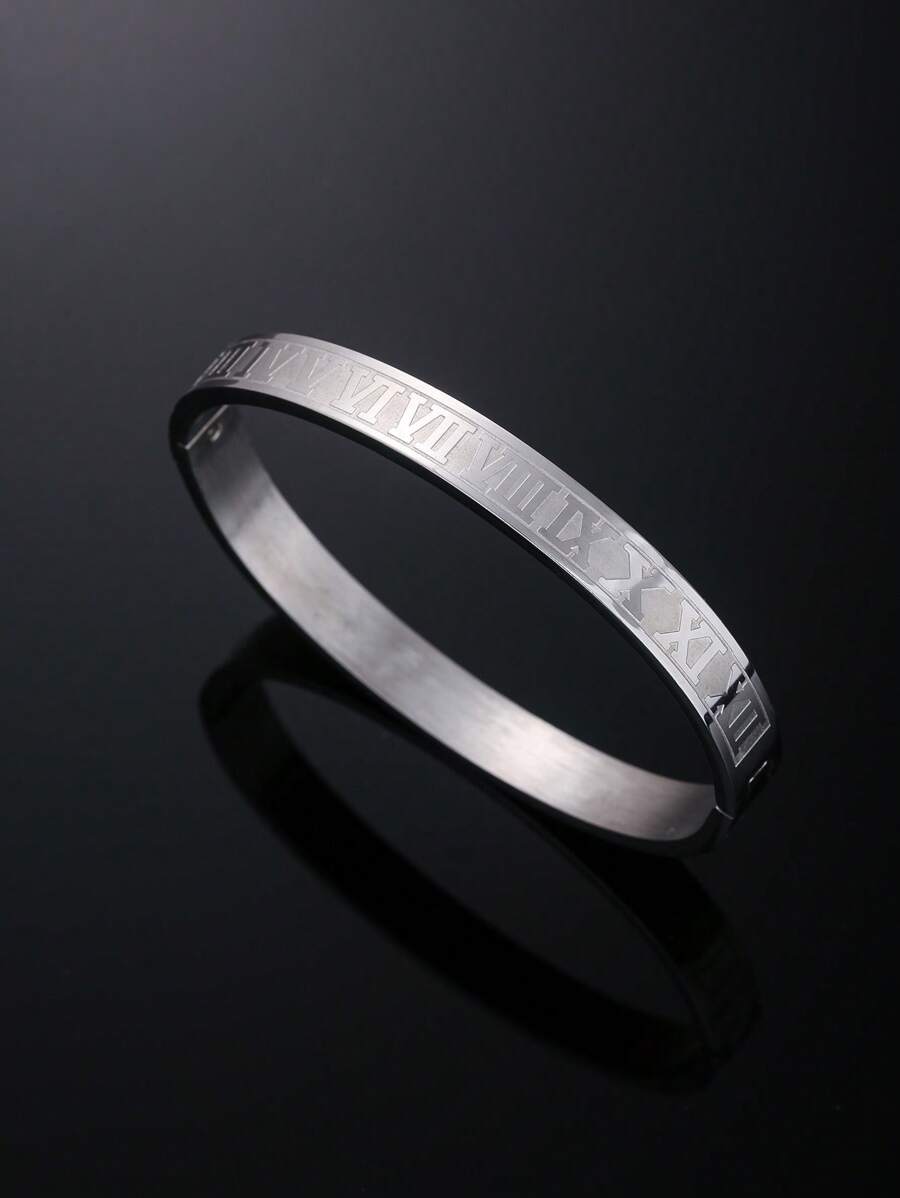 3pcs/Set Men's Luxury Versatile Roman Numeral Stainless Steel Braided Adjustable Bracelet