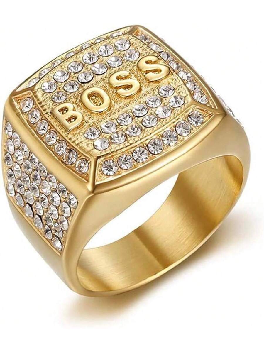 Psivika Gold Plated Bling Pinky Ring