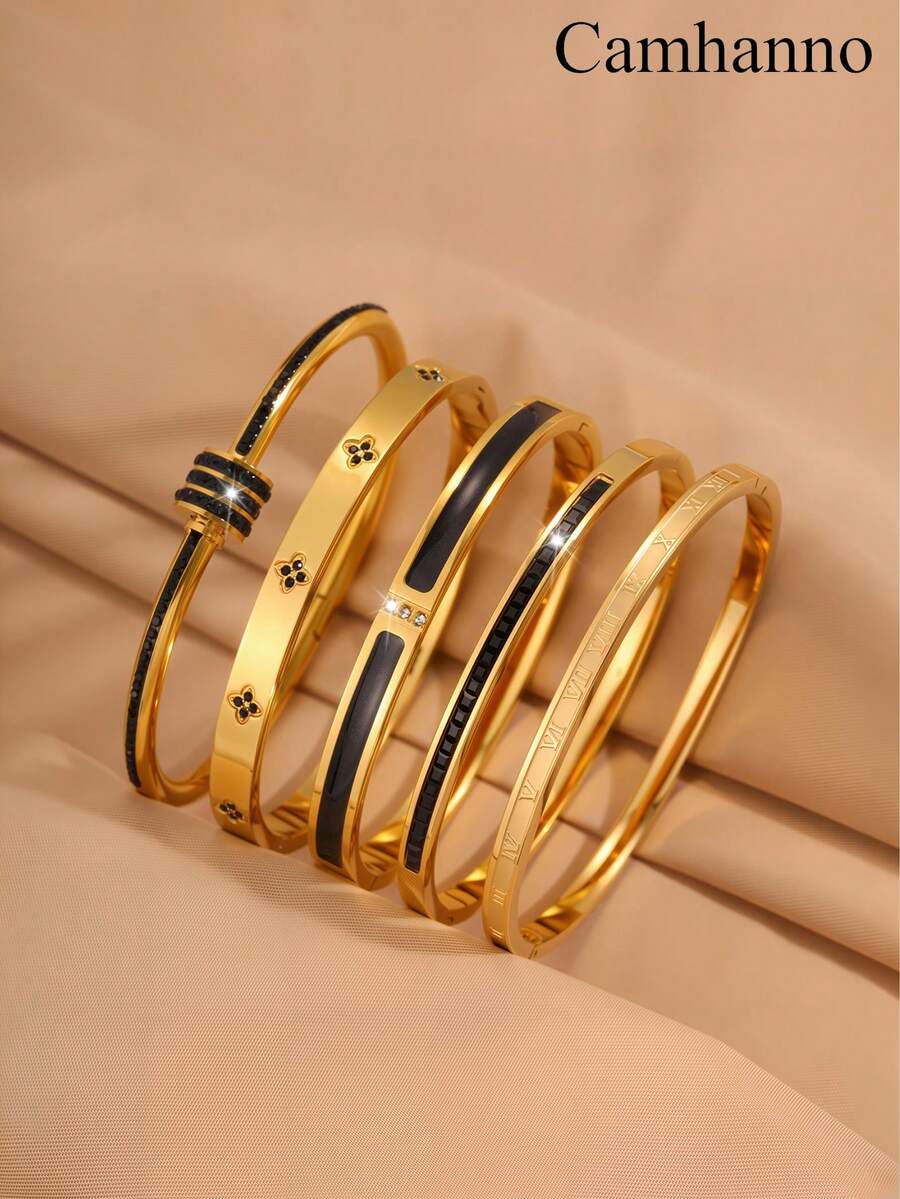 Camhanno Personalized Multi-Color Stainless Steel Bracelet Set