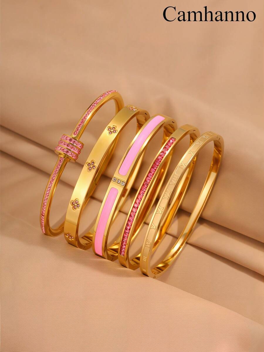 Camhanno Personalized Multi-Color Stainless Steel Bracelet Set