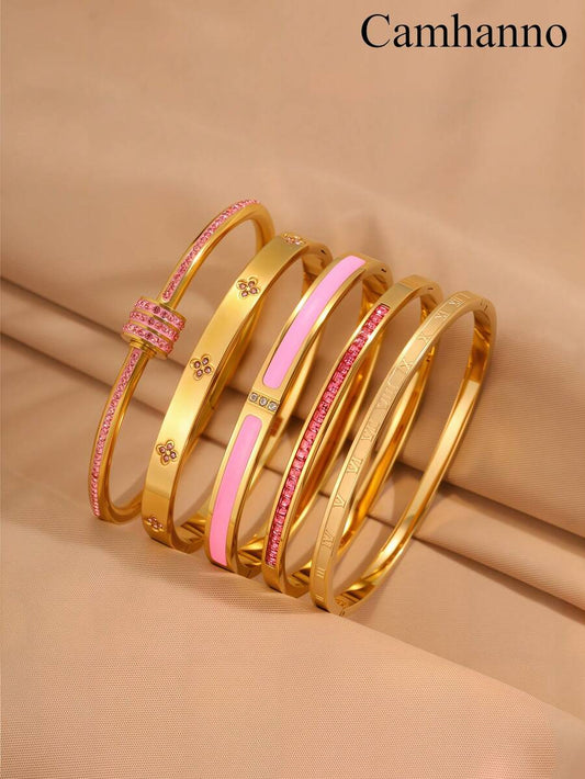 Camhanno Personalized Multi-Color Stainless Steel Bracelet Set