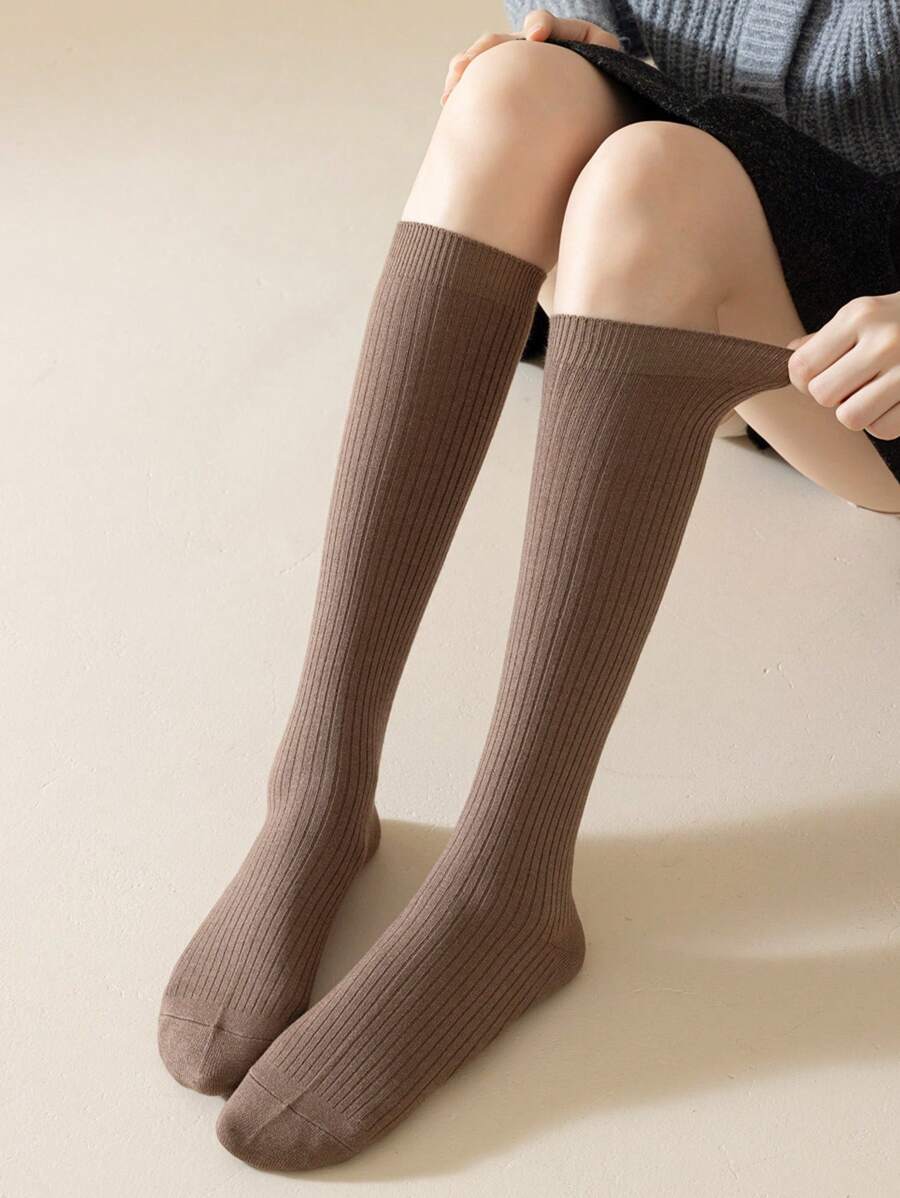 6 Pairs Women’s Plain Color Thigh-High Socks – Minimalist Japanese School Style