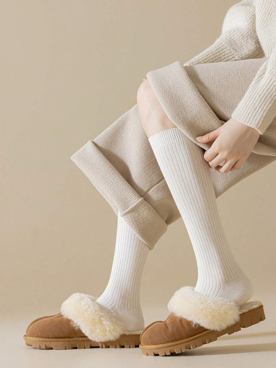 6 Pairs Women’s Plain Color Thigh-High Socks – Minimalist Japanese School Style
