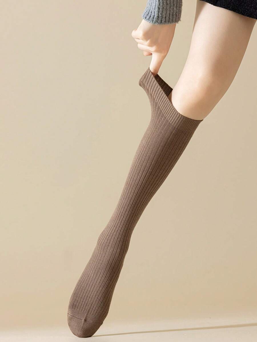 6 Pairs Women’s Plain Color Thigh-High Socks – Minimalist Japanese School Style