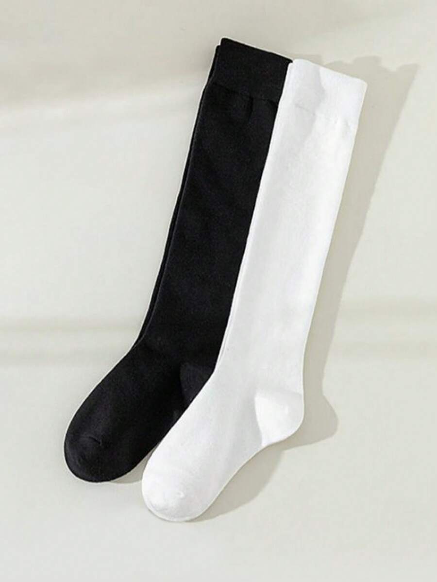 6 Pairs Women’s Plain Color Thigh-High Socks – Minimalist Japanese School Style