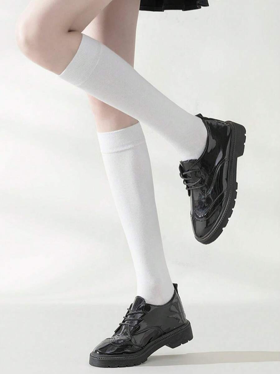 6 Pairs Women’s Plain Color Thigh-High Socks – Minimalist Japanese School Style