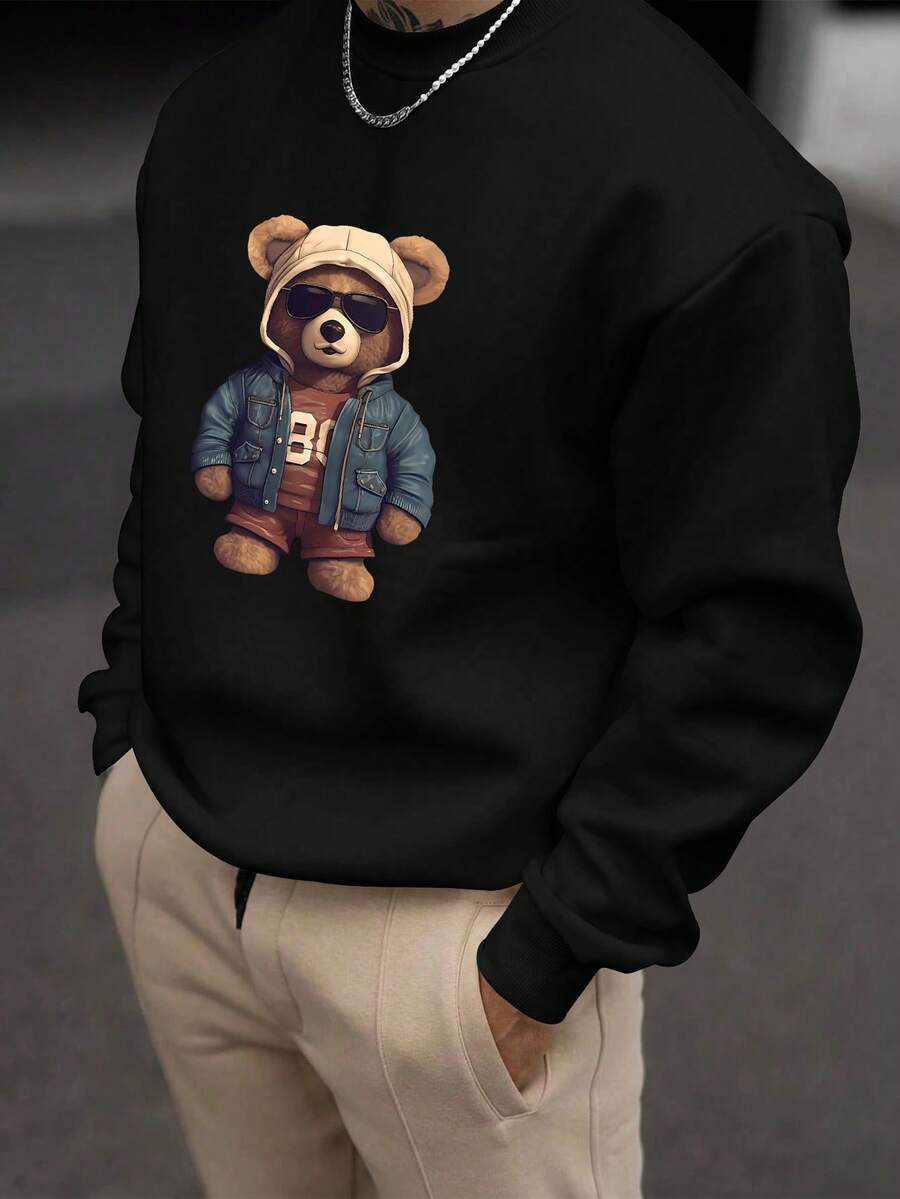 Men’s Fashionable Creative Bear Print Sweatshirt
