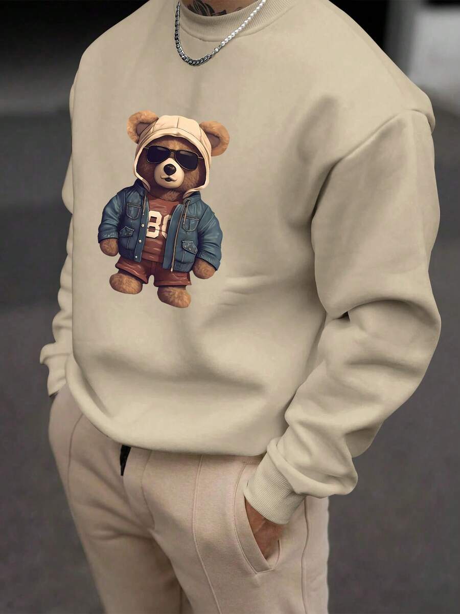 Men’s Fashionable Creative Bear Print Sweatshirt
