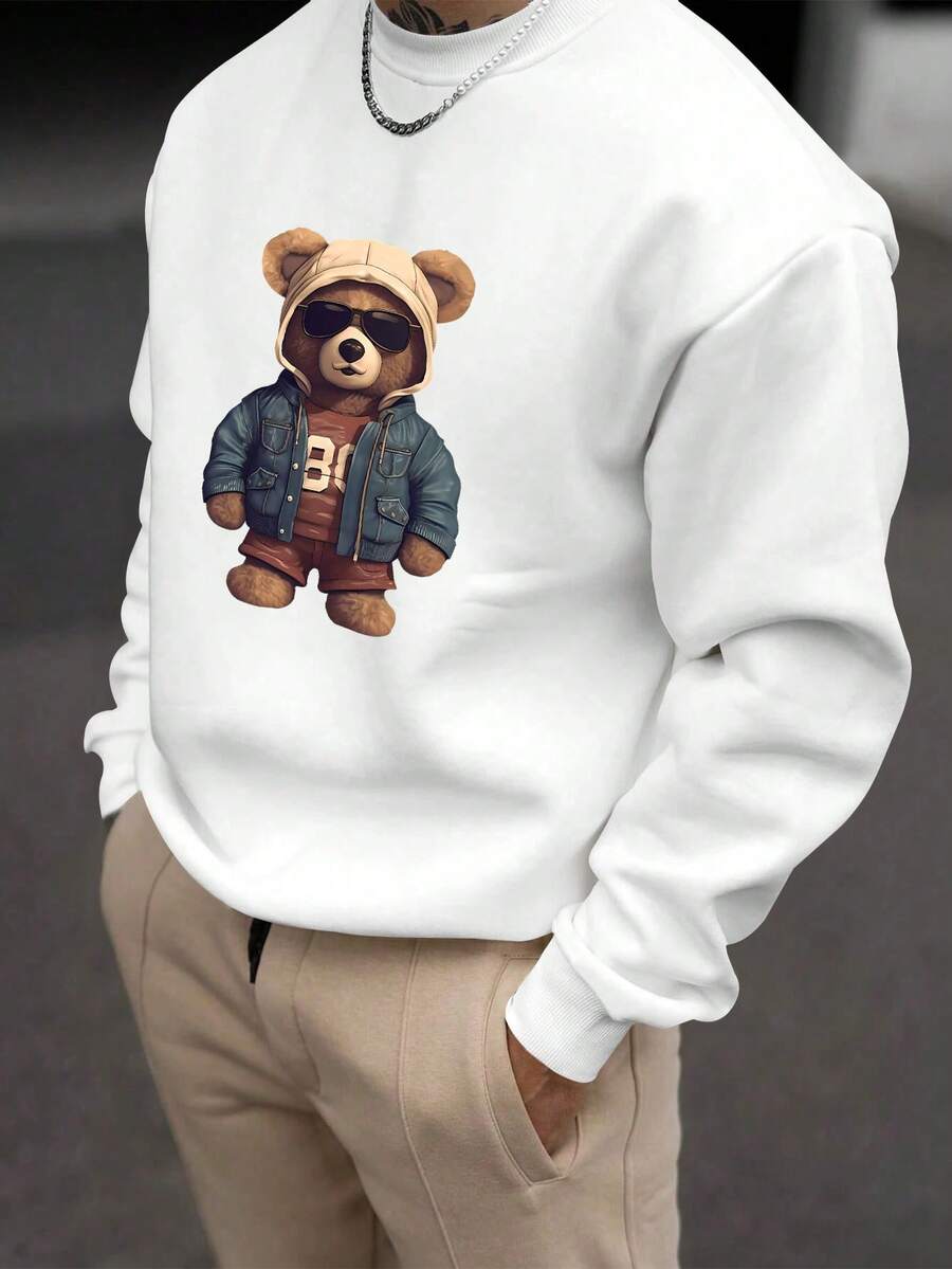 Men’s Fashionable Creative Bear Print Sweatshirt