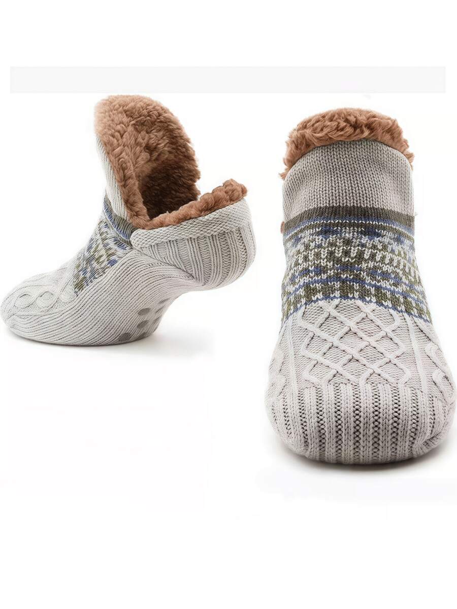 1 Pair Thick Warm Indoor Non-Slip Floor Socks – Unisex Winter Thermal Cozy Socks