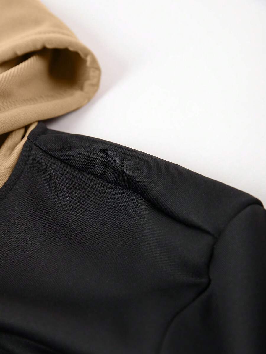 Men's Spring/Autumn Lightweight Personalized Letter Print Contrast Color Hoodie