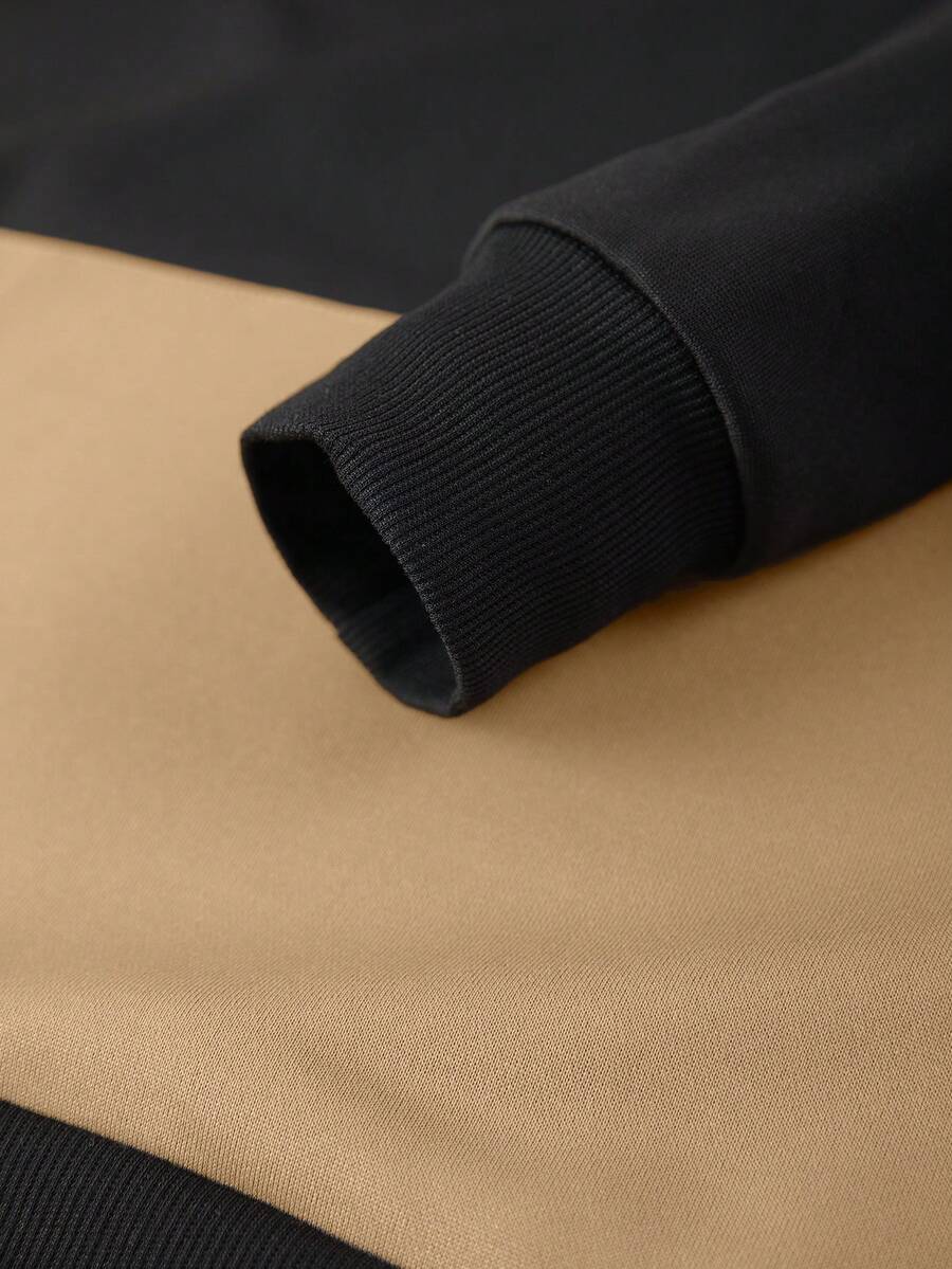 Men's Spring/Autumn Lightweight Personalized Letter Print Contrast Color Hoodie