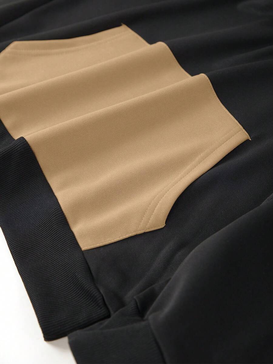 Men's Spring/Autumn Lightweight Personalized Letter Print Contrast Color Hoodie