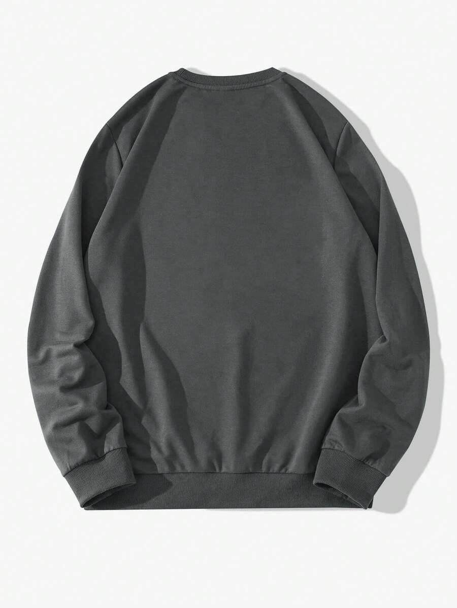 Men's Casual Versatile Printed Element Crew Neck Sweatshirt