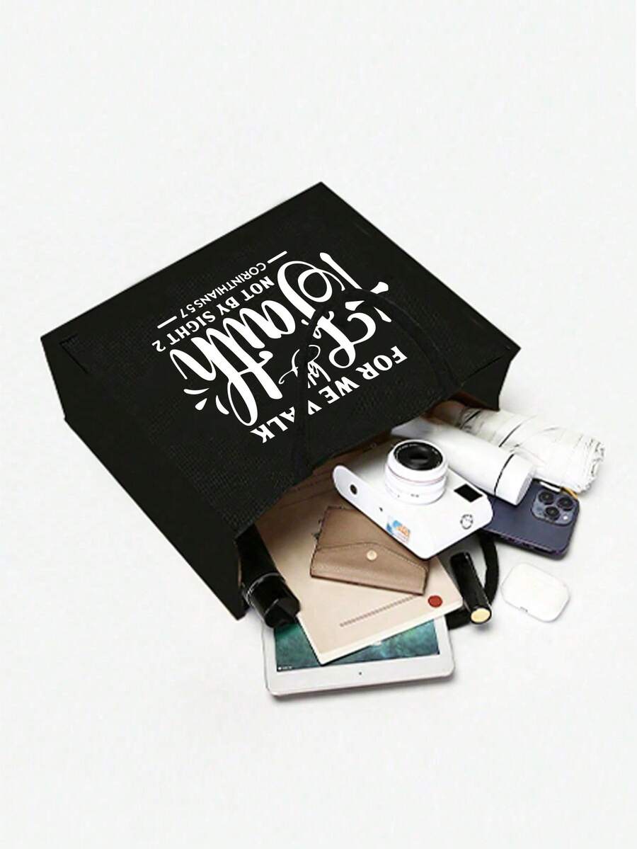 Tote Bag Set with Motivational Golden Letter Print